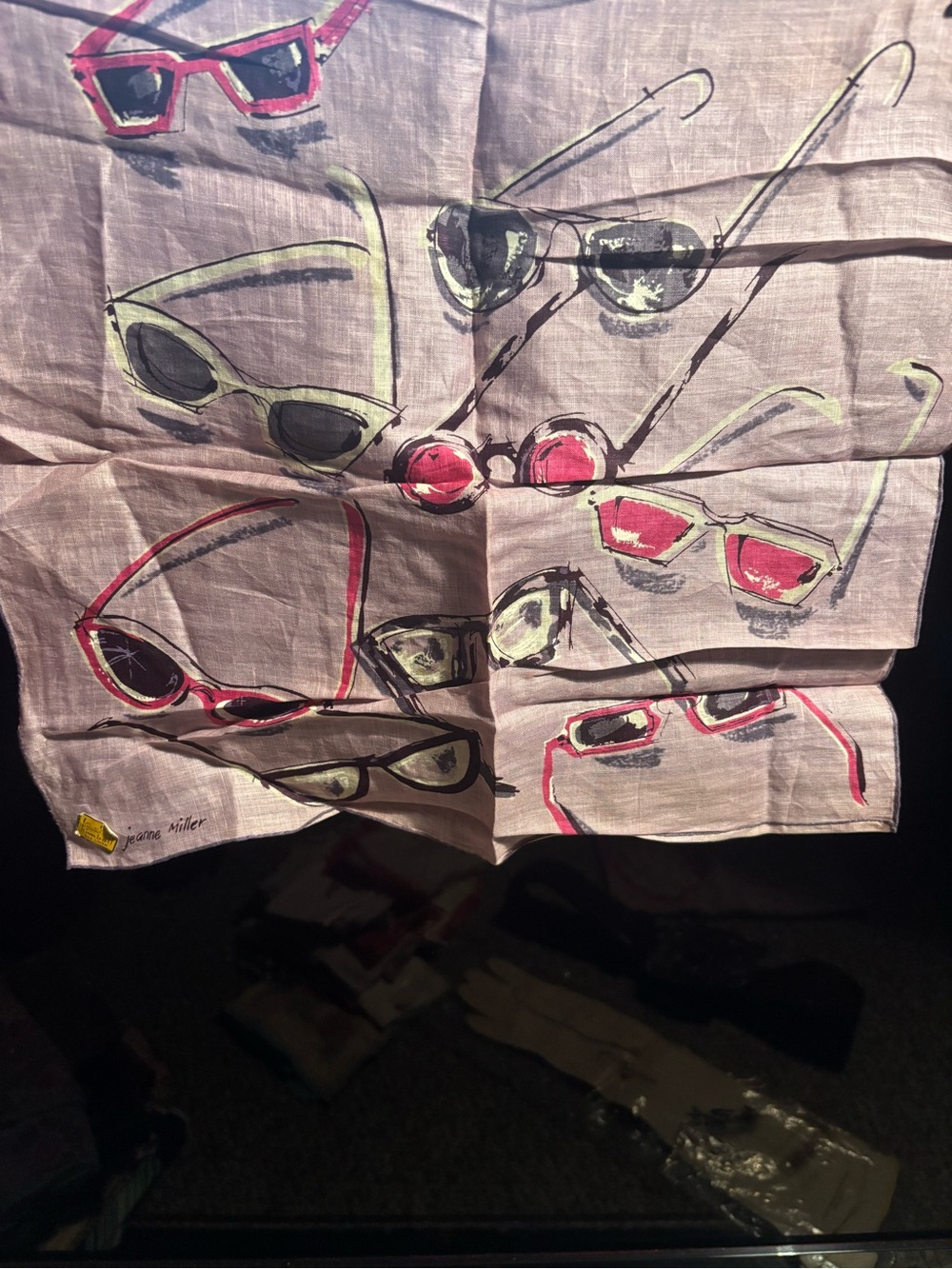 Jeanne Miller vintage linen scarf/hankie